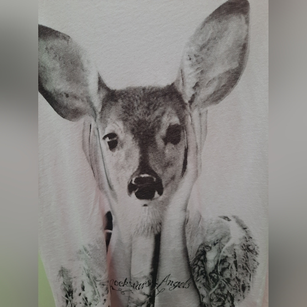 Rockstars & Angles Los Angeles Pink Graphic Bambi Deer Short Sleeve Top - Picture 2 of 9